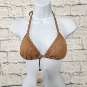 🌼NWT Shade & Shore Swim Top Size XS Bronze Crochet String Bikini Removable Pads